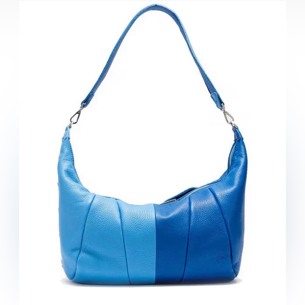 Hammitt Morgan Leather Oasis Blue Color Blocked Shoulder Hobo Bag